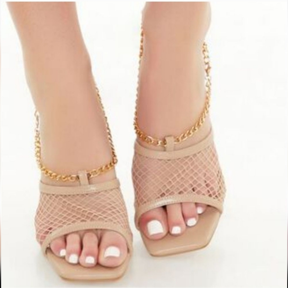 Nanette Lepore Chain Strap Mesh Sandals in Nude Size 8.5